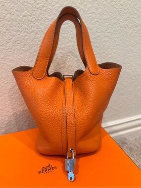 Hermes Orange Picotin Lock 18